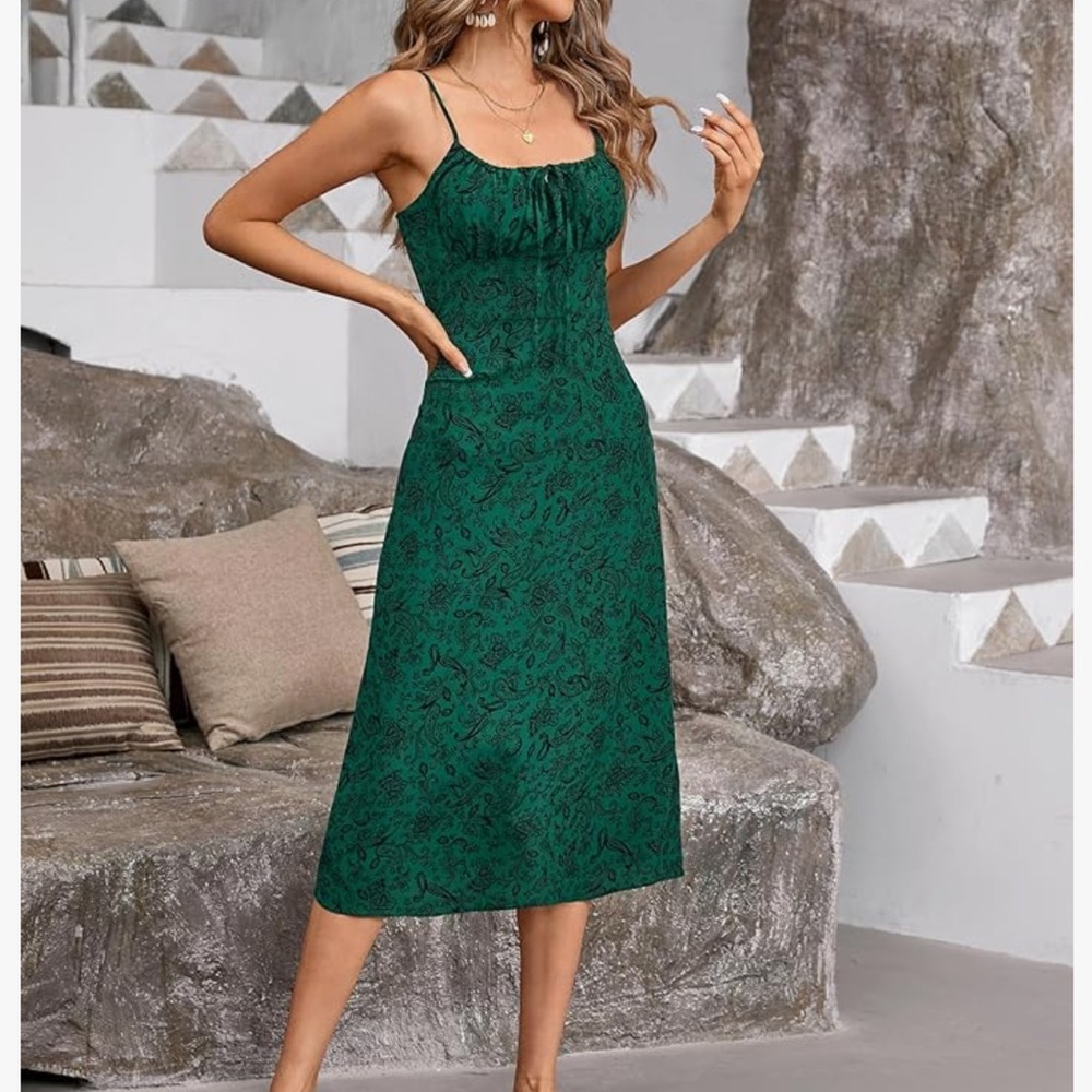 Sleeveless Milkmaid Paisley Midi Dress Grunge